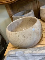 Évier rond en travertin naturel, piédestal, évier contemporain en marbre, taille du client
