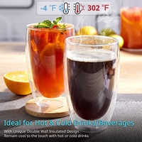 Tasses à café en verre à double paroi de 16 oz, tasses à café en verre borosilicate, verre thermo-isolant pour latte, cappuccino