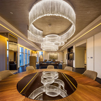 Lustre de plafond led en cristal sur mesure, grand projet d'hôtel de luxe, banquet, hall, restaurant, hall d'entrée