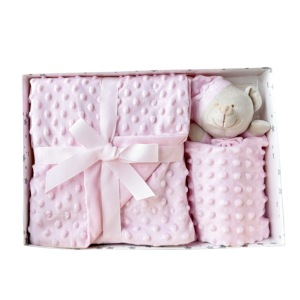 Offre Spéciale Lovey <span class=keywords><strong>ours</strong></span> endormi <span class=keywords><strong>bleu</strong></span> rose <span class=keywords><strong>blanc</strong></span> emmailloter cristal polaire enfant en bas âge recevant bébé couverture sécurité couette ensemble - Product Image 1