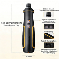 Tournevis électrique et manuel, 2000 mAh, rechargeable par USB, mini, 3,7 V, sans fil, moteur sans balais, couple maximal de 5 Nm, 280 tr/min