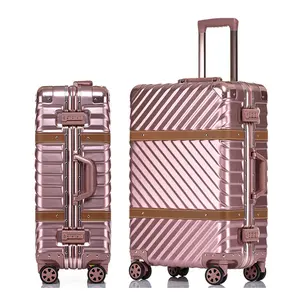 Mwmaska-valise ABS personnalisée, 20/24/28 pouces, coque rigide, en aluminium, TSA/PP, pour femmes