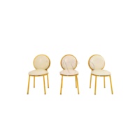 Chaise de salle à manger moderne pour enfants, dossier rond en velours, avec pieds en métal doré, chaise d'appoint pour restaurant, hôtel, utilisation en extérieur