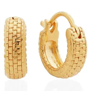 Brazilian Gold Jewelry Wholesale Tyre Shape Holt Selling 18K Gold Women Hoop Earrings in 925 Silver Body Jewelry