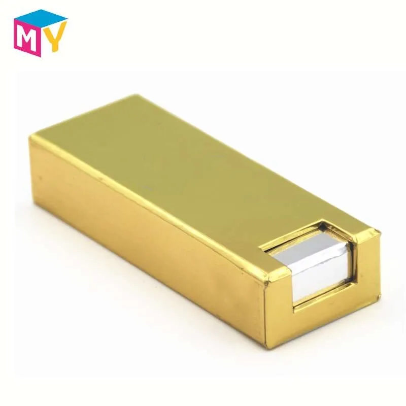 Diseño inspirado en ladrillo dorado, aceite de vaporizador de cigarrillos de lujo de 1ml con diseño resistente a los niños, botón lateral para caja deslizante hecha a mano