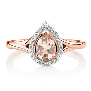 <b>Vintage</b> Round Cut Morganite Engagement <b>Ring</b> with Diamond Rose <b>Gold</b> Plated Silver Wedding & Party Jewelry - Product Image 6