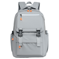 Tas Ransel Kapasitas Besar Anti Air Bahan Oxford Polyester dengan Ritsleting dan Port USB 20-39L, Tas Laptop Geometris Unisex untuk Perjalanan dan Penggunaan Antar Negara