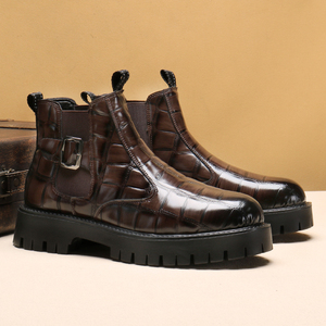Botas para Hombre, Duraderas, Estilo Británico, Botines Vintage de PU, Cierre Deslizante, para Todas las Temporadas - Product Image 6