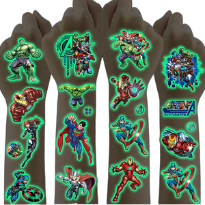 SUNYOVIME enfants mignon <span class=keywords><strong>Super</strong></span> héros tatouage autocollants 12 feuilles papier temporaire pour garçons filles fête décoration cadeau - Product Image 1