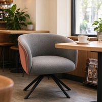 Fauteuil d'appoint ergonomique pivotant en tissu, siège en forme de baril, pieds en métal inclinés, pour salle à manger, bureau