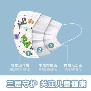 Mascarillas protectoras desechables impresas para niños, protección diaria de 3 capas para la prevención de epidemias, polvo y gases nocivos - Product Image 4