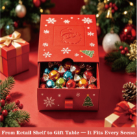 Boîte à tiroir personnalisée en papier, emballage cadeau, rigide, magnétique, de luxe, pour Noël, bonbons, chocolats, biscuits, vente en gros, écologique