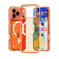 Nouvelle coque de téléphone antichoc transparente couleur cerise scintillante avec paillettes, en PC rigide, magnétique, pour iPhone 18 17 16 15 14 Pro Max
