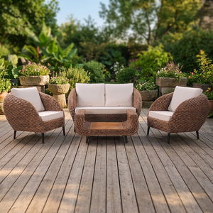 Ensemble de meubles en rotin faits main de qualité supérieure, coussins confortables, design élégant, qualité durable, idéal pour le salon, la terrasse et le jardin - Product Image 3