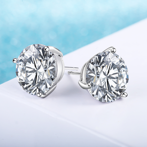 Premium Brilliant Cut Heart Crown Luxury <b>Stud</b> Earrings <b>Silver</b> Natural Stone Tarnish Resistant Waterproof Fine - Product Image 2