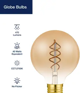 Dimmbare Globe LED edison Glühbirne E27 Vintage A60 ST64 G80 G95 Retro LED Spiral Filament dekorative Glühbirne