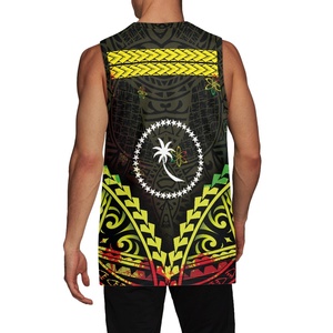 Maillots de basket-ball avec logo de l'île de Chuuk, imprimé tribal, maillot de basket-ball brodé, vente en gros, maillot de basket-ball personnalisé pour les jeunes - Product Image 4