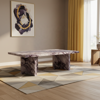 Table basse rectangulaire moderne en marbre Calacatta Viola, design à veines prononcées, réglable, pour salon, bureau à domicile, hôtel, décoration