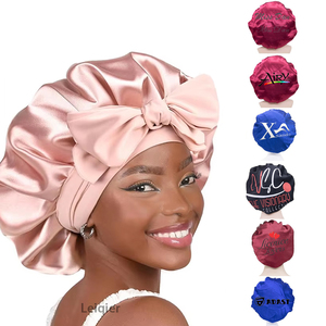 Khăn quấn tóc lụa satin in logo tùy chỉnh, kiểu xoăn sang trọng, mũ hai lớp có thể điều chỉnh, dành cho nữ, mũ ngủ tự nhiên cao cấp - Product Image 1