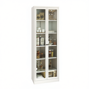 Armoire de cuisine autoportante en métal blanc, 72 pouces, 5 étagères réglables pour le rangement de la cuisine - Product Image 1