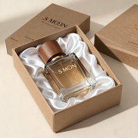 Maßgefertigte 30ml 50ml 100ml Luxuriöse Quadratische Klare Mattierte Farbverlauf-Glasparfümflasche mit Holzkappe und Geschenkbox