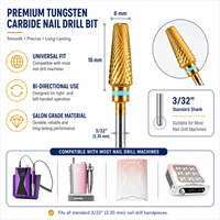 Outil de manucure professionnel YAQIN CE ISO avec logo personnalisé, embouts de ponceuse à ongles 3/32 5-en-1 combinés en carbure de tungstène 6,0 mm