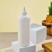 Bouteille de sauce en plastique HDPE de qualité alimentaire avec logo personnalisé, 300 ml, 500 ml, bouteille de distribution avec buse à visser, bouteille d'extrusion