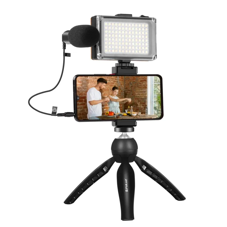 Original Factory Price PULUZ Microphone + LED Light + Tripod Mount + Phone Holder Live Broadcast Smartphone Video Light