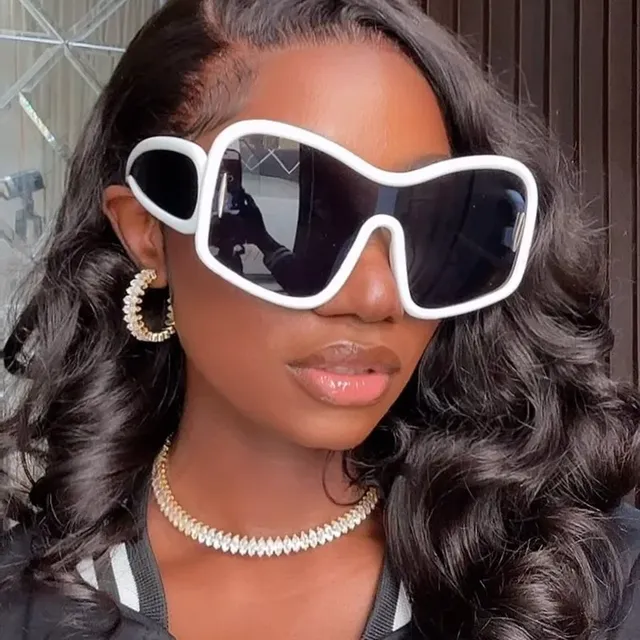 European and American Fashion Large Frame One-piece Hip-hop Personality Fashion Men's and Women's Sunglasses