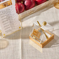 Moderne Rosh Hashanah Tischdekoration mit Gold-Hebräisch-Akzent-Design, Elegantes Geschenk-Display, Acryl-Neigbare Honigschale