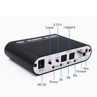 Decodificador de Audio 5.1 CH, Convertidor Digital a Analógico Óptico SPDIF Coaxial a RCA DTS AC3