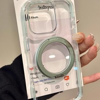 Étui de téléphone transparent de luxe avec support magnétique rotatif à 360 degrés en TPU pour iPhone 17 16 15 Pro Max – Coque antichoc transparente