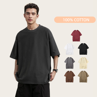 T-shirts imprimés en tricot long surdimensionné unisexe en coton 100% 300 GSM de poids lourd, style streetwear