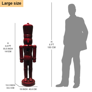 Cascanueces de Noël modernes en résine, grand modèle grandeur nature de 55 pouces (180 cm), rouge, doré et blanc, pour extérieur - Product Image 4