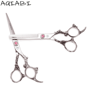 <span class=keywords><strong>Ciseaux</strong></span> de barbier 5,5'' 6'' AQIABI en acier inoxydable, <span class=keywords><strong>ciseaux</strong></span> de coupe professionnels pour coiffure, <span class=keywords><strong>ciseaux</strong></span> à effiler <span class=keywords><strong>argent</strong></span>és A9005 - Product Image 4