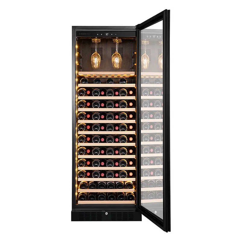 Réfrigérateur Vinopro Capacité de 108 bouteilles Écran tactile intelligent Compresseur électrique Température constante Refroidisseur à vin autoportant 330L