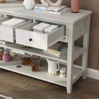 Luxe Blanc Peint Mdf Étroit Canapé Couloir Rectangulaire Porche En Bois Table Moderne Minimaliste Entrée Console Table Avec Rack