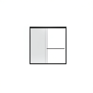 Puerta de Ducha para Bañera, Vidrio Templado de 1/4 de Pulgada, Acabado Negro Mate, Diseño Rectangular Contemporáneo - Product Image 1