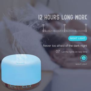 500ml Aromatherapy Essential <b>Oil</b> <b>Diffuser</b> <b>for</b> Hotel Bedroom Wood Color 7 LED Portable Ultrasonic Humidifier - Product Image 5