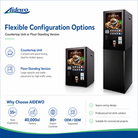 Distributeur automatique de café commercial Aidewo 7840TL-T10, entièrement automatique, fonctionnant avec des pièces de monnaie, pour les environnements très fréquentés