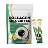 Mélange instantané de café au collagène et au chia avec glutathion, 10 sachets, mélange de café superalimentaire, bien-être quotidien, fournisseur de marque privée