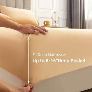 Super Soft Velvet Flannel <strong>Fitted</strong> <strong>Sheet</strong> <strong>King</strong> <strong>Size</strong> Thickened <strong>Fleece</strong> Plush Bed <strong>Sheet</strong> Mattress Protector Cover - Product Image 3