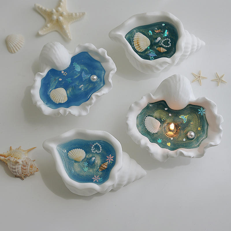 เทียนหอมกลิ่นเปลือกหอย สีฟ้า