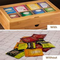Organisateur de sachets de thé rectangulaire moderne en bambou finition brillante, capacité 1-3L, préservation de la fraîcheur, portable pour le stockage alimentaire