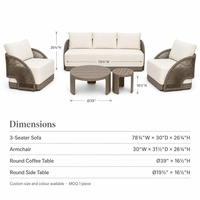 Ensemble de canapés de patio de luxe sur mesure, structure en aluminium antirouille, corde tressée, mobilier de salon d'extérieur pour hôtel et villa