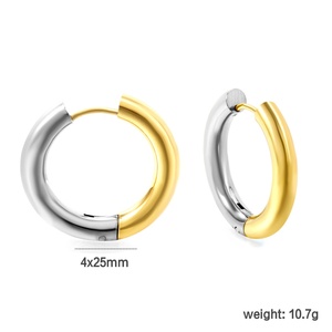 Stylish Jewelry 316L Stainless Steel Wholesale 18K Gold Plated Non Tarnish Simple <b>Fashion</b> Wedding Party <b>Hoop</b> <b>Earrings</b> for Women - Product Image 2