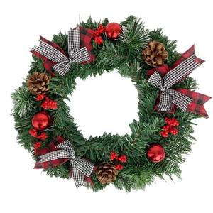 Guirlande <span class=keywords><strong>de</strong></span> Noël suspendue en plastique avec boule et anneau en rotin vert simulé pour décoration intérieure <span class=keywords><strong>de</strong></span> Noël - Product Image 2