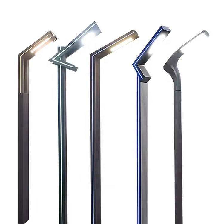 Modern Outdoor LED Landscape Street Post Pole Bollard Light 3m 3.5m 4m 5m 6m Aluminum Garden Pole Waterproof Solar AC Power