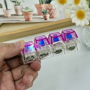 Custom Printing logo Keyboard Transparent Keycap Keychain Relieve Stress Switches Key Chain Fidget Clicker Keychain with Light