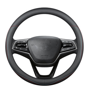 Cubierta para <span class=keywords><strong>volante</strong></span> de coche de cuero de vaca Napa sin solventes de uso universal para las cuatro estaciones personalizada de alta calidad (en forma de D) - Product Image 3
